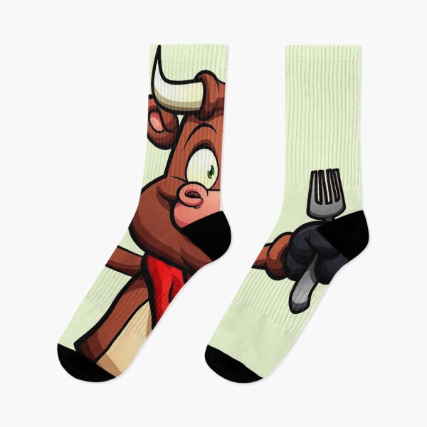 Item preview, Cartoon bull with extended arm holding a knife and a fork. designed and sold by ESDT.