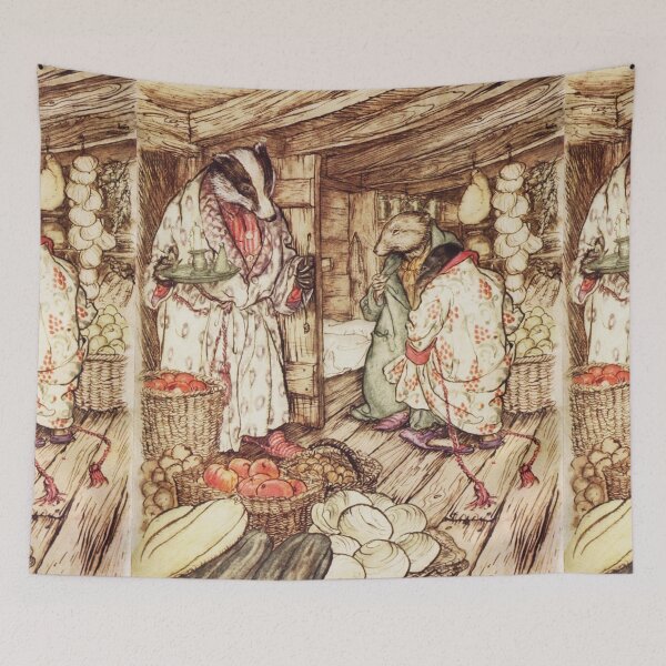 Item preview, Badger, Ratty and Mole Wind in the Willows illustration - Arthur Rackham designed and sold by Vintage Designs +.
