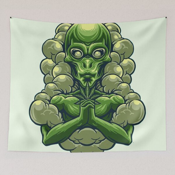 Item preview, Alien with marijuana design designed and sold by ESDT.