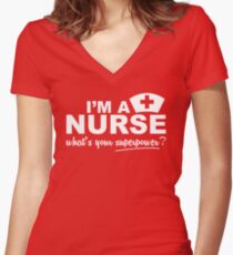 Nurse Superpower Women's Fitted V-Neck T-Shirt