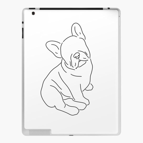 Sitting French Bulldog Line Art iPad Skin