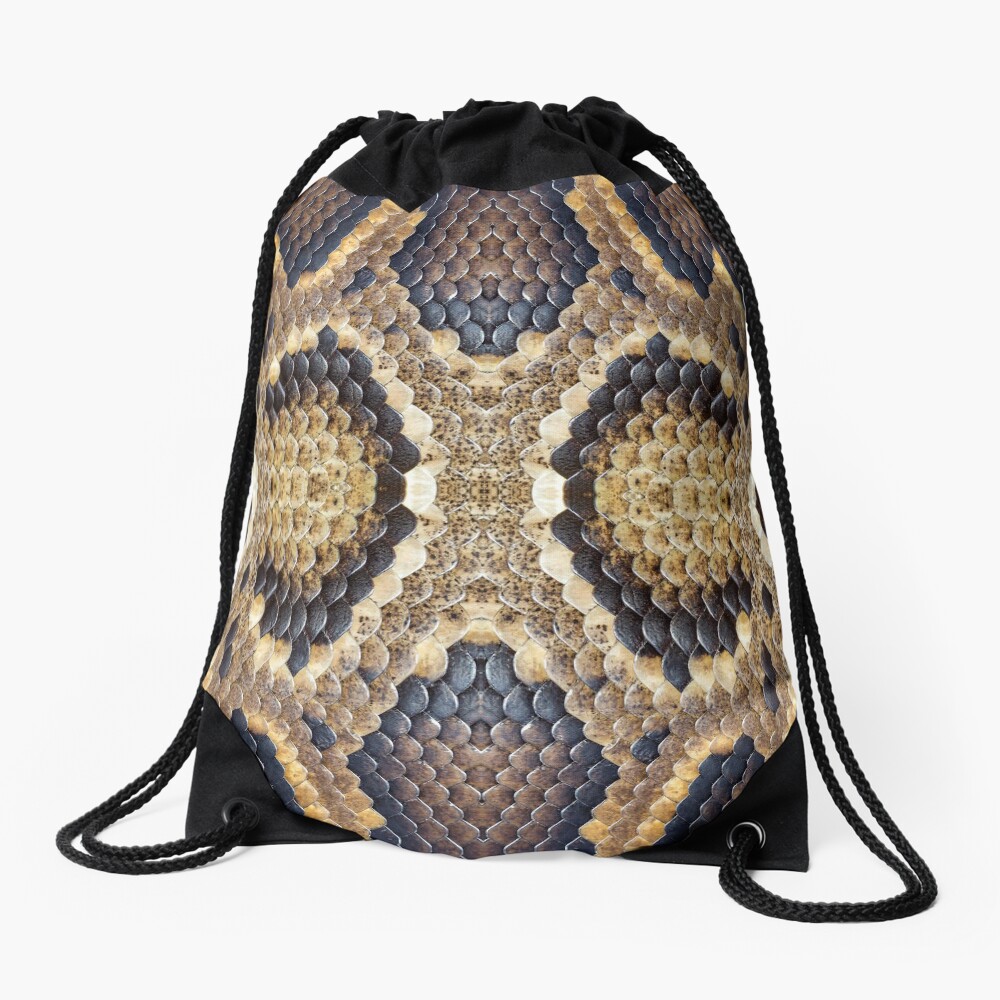 Brown Snake Skin Drawstring Bag