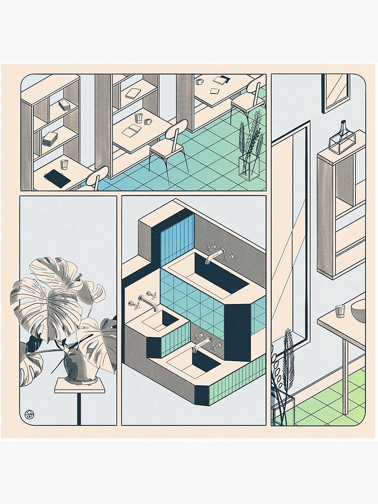 Aperçu 5 sur 5. Dessous de verre (lot de 4) avec l'œuvre Fumetto 01 créée et vendue par LoicBrDesign.
