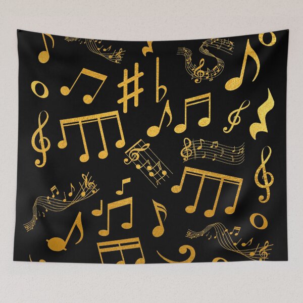 Item preview, Musical notes on black designed and sold by IONcreatION.