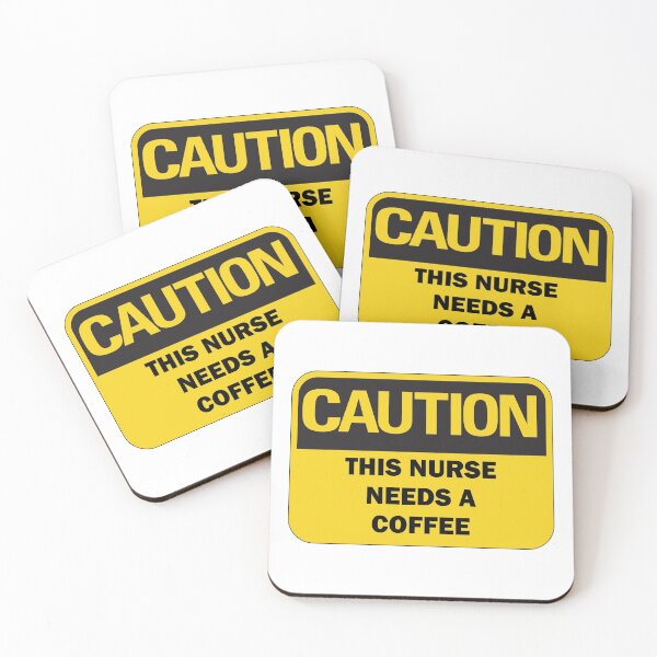 Item preview, Caution: This nurse needs a coffee funny warning sign with black typography designed and sold by Deegital18.