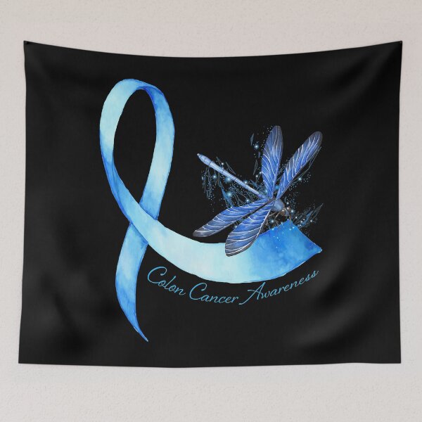 Item preview, Hippie Dragonfly Blue Ribbon Colon Cancer Awareness Gifts  designed and sold by TheresaKessler.