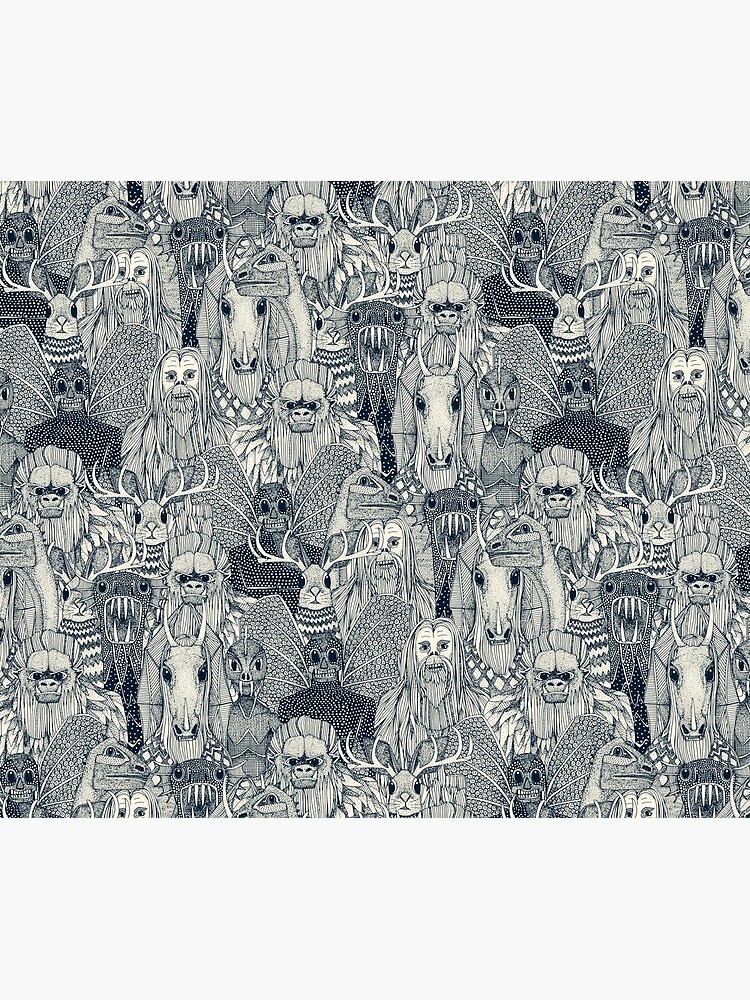 cryptid crowd black white Wood Wall Art by Sharon Turner