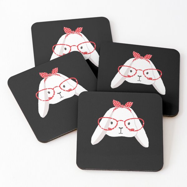 Item preview, Cute Bunny Mom Face With Red Bandana And Red Dotted Glasses designed and sold by Artsy Apparels.