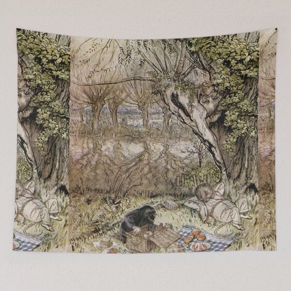 Item preview, Ratty and Mole have lunch Wind in the Willows illustration - Arthur Rackham designed and sold by Vintage Designs +.