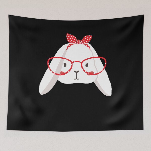 Item preview, Cute Bunny Mom Face With Red Bandana And Red Dotted Glasses designed and sold by Artsy Apparels.