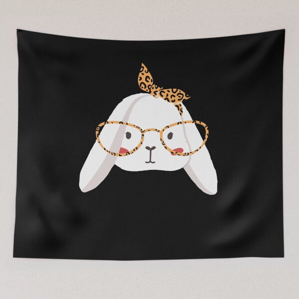 Item preview, Cute Bunny Mom Face With Leopard Bandana And Leopard Glasses designed and sold by Artsy Apparels.