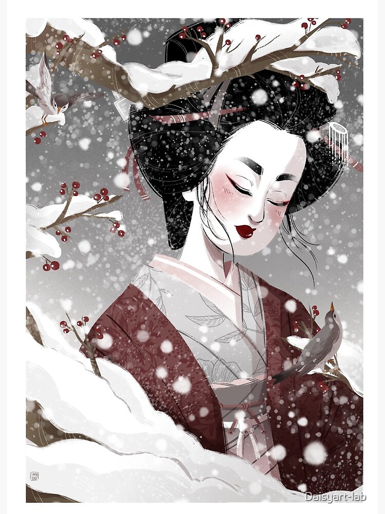 Winter Geisha Art Board Print for Sale by Daisyart-lab