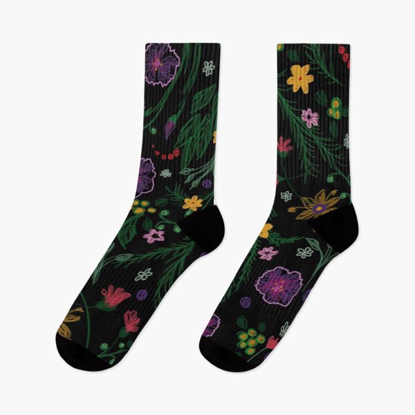 Item preview, Purple flower garden on black background designed and sold by korasi.