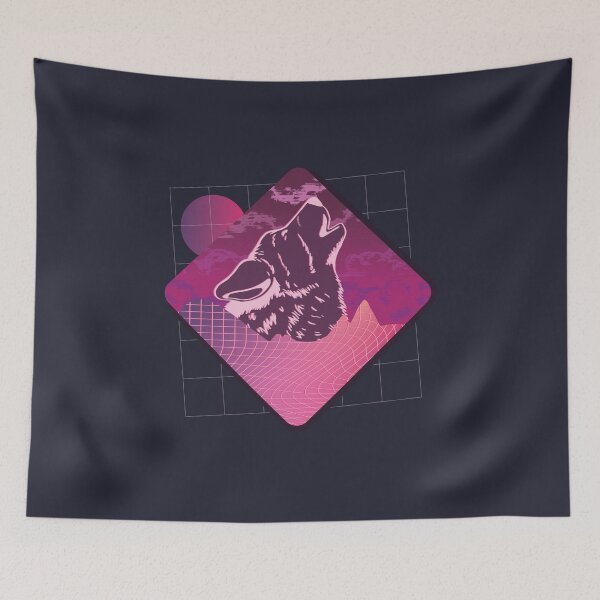 Item preview, Vaporwave howling wolf designed and sold by DerSenat.