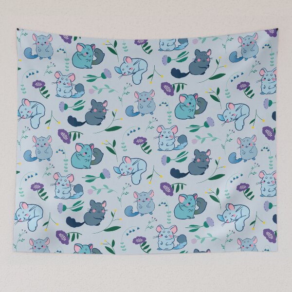 Item preview, Chinchilla- Cute Blue and Purple Cartoon Animal Pattern designed and sold by TheRainbowRoom.