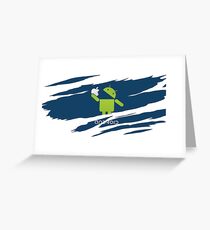 ANDROID EATS APPLE ! Greeting Card