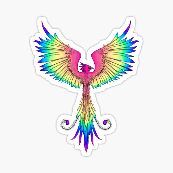 Rainbow Wings Stickers Redbubble - neon rainbow phoenix roblox