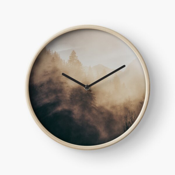 Misty Mountain Trees Clock