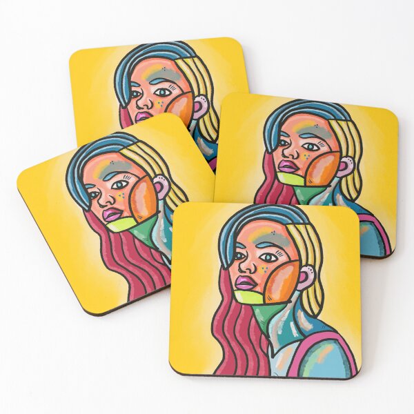 Item preview, Abstract digital art portrait of a young woman designed and sold by awrenpod.