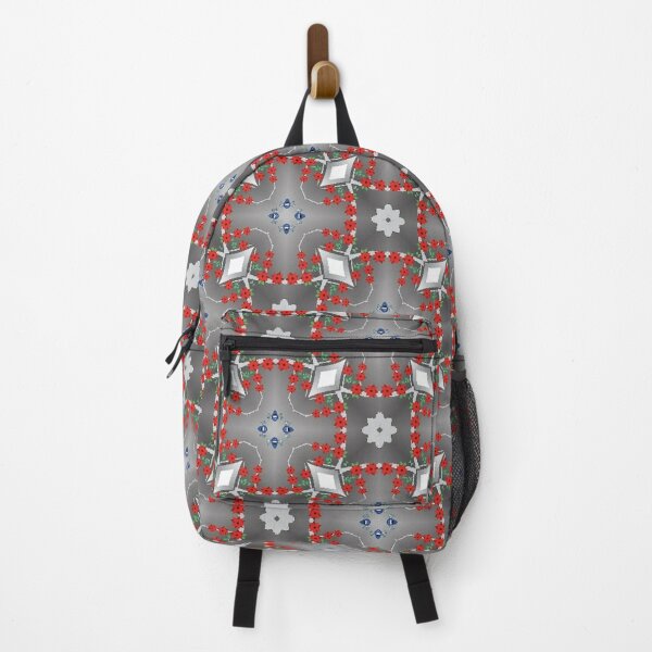 Item preview, circles of red flowers on charcoal background designed and sold by ritusdesigns.