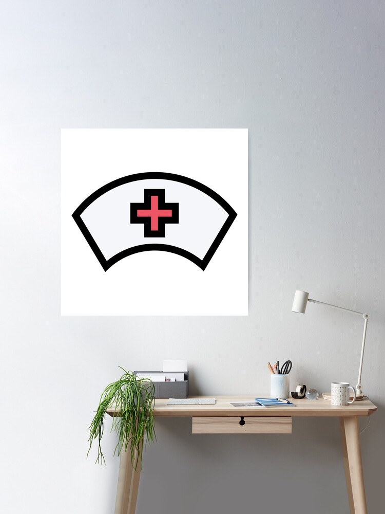  Nurse hat with red Cross 7x2.7 Sticker Decal die Cut