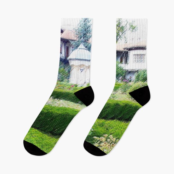Item preview, Vivid Garden Photo With Traditional Houses designed and sold by LuckyKermit.