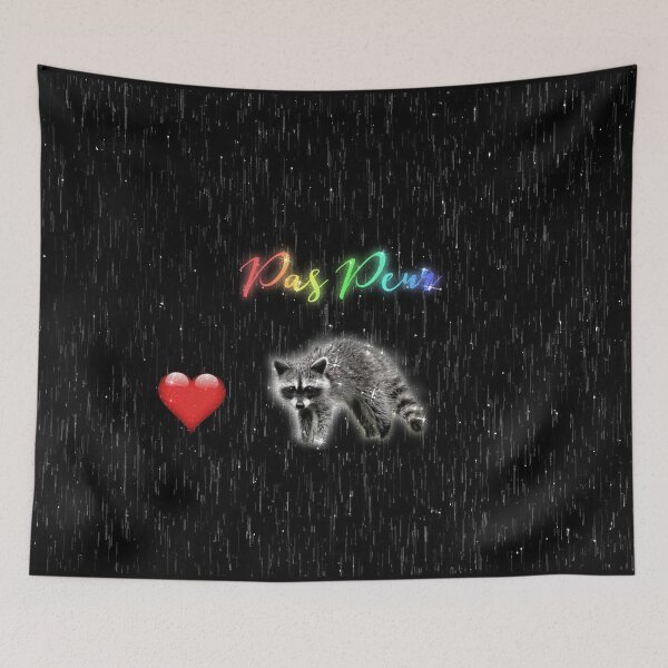 Item preview, Cute Neon Raccoon Rainbow Love Pas Peur Not Scared Couple designed and sold by Jolly-Yosei.