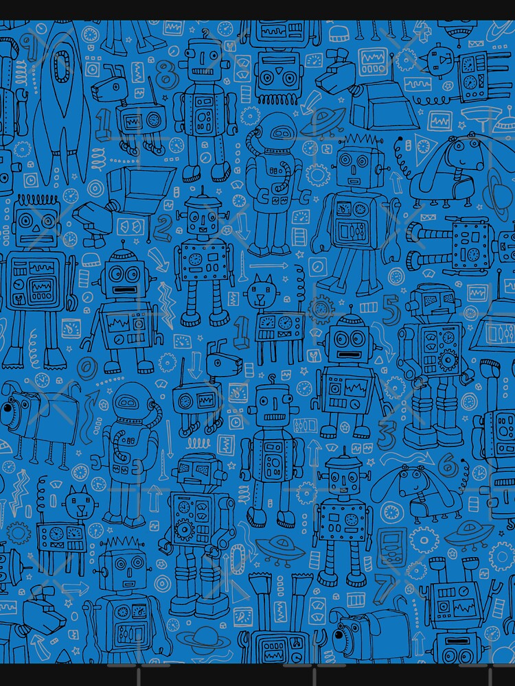 Robot pattern - Blue - fun pattern by Cecca Designs by Cecca-Designs
