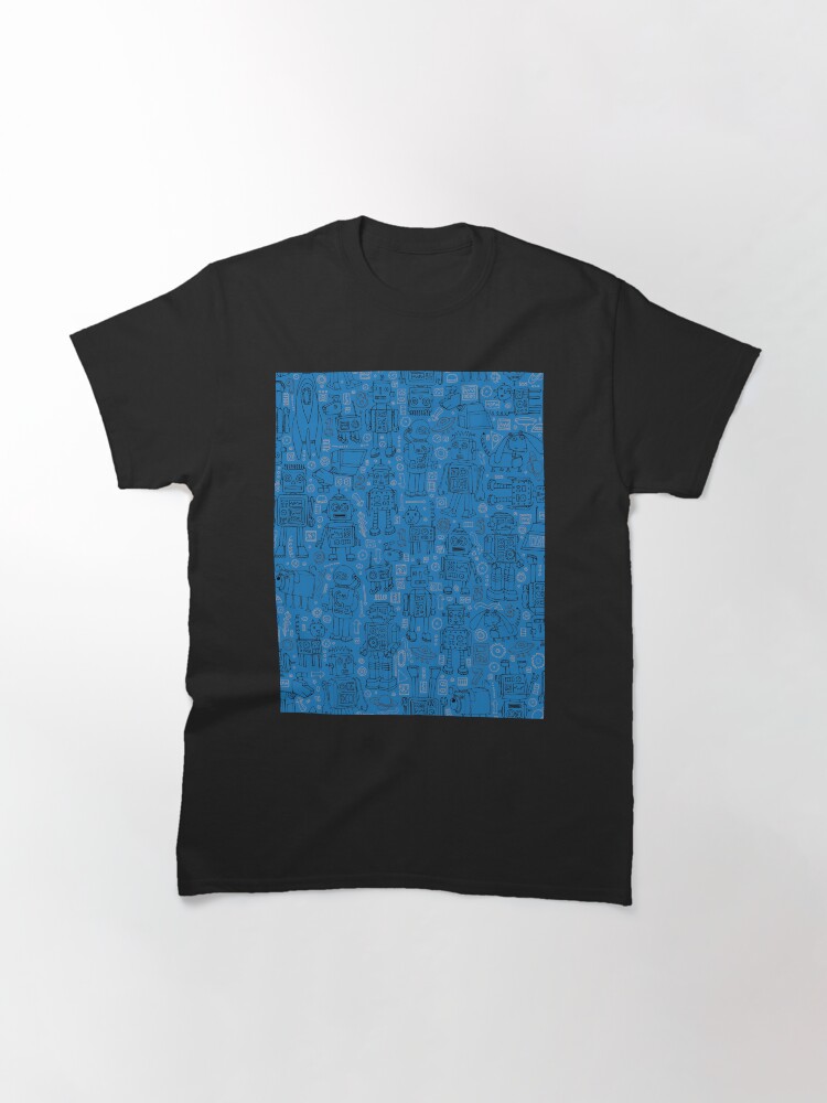Alternate view of Robot pattern - Blue - fun pattern by Cecca Designs Classic T-Shirt