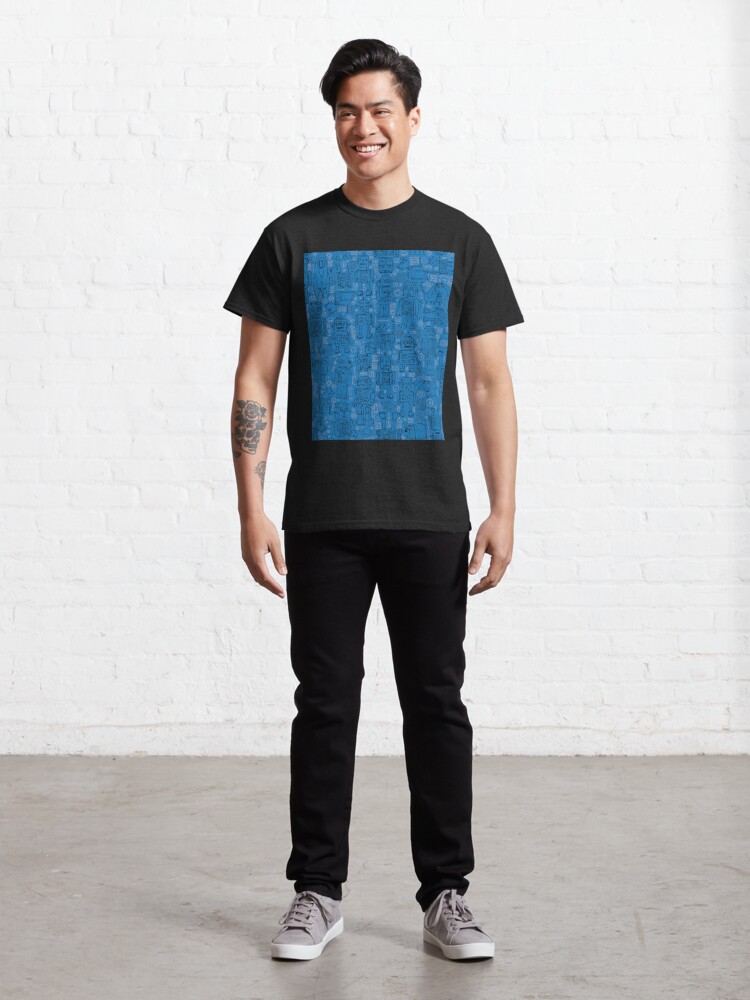 Alternate view of Robot pattern - Blue - fun pattern by Cecca Designs Classic T-Shirt