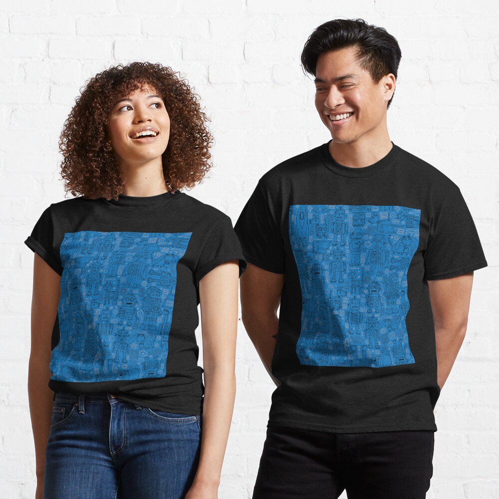 Robot pattern - Blue - fun pattern by Cecca Designs Classic T-Shirt