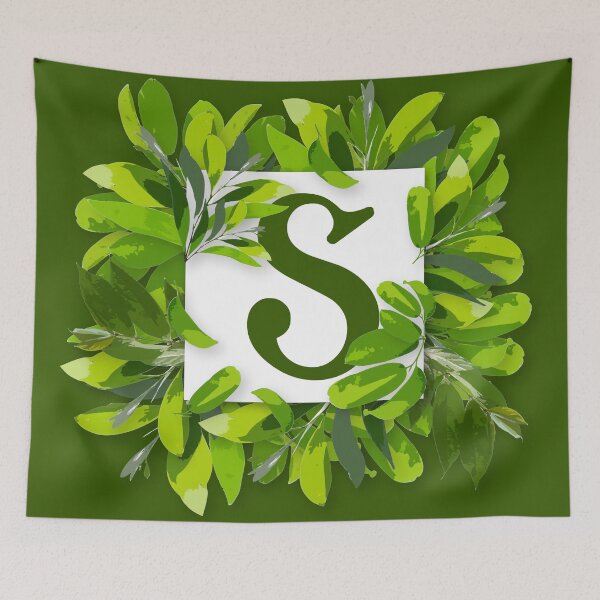 Artikelvorschau, Monogramm S Laubrahmen | Hochzeitsbriefe | Blumenbrief entworfen und verkauft von VinBasis.