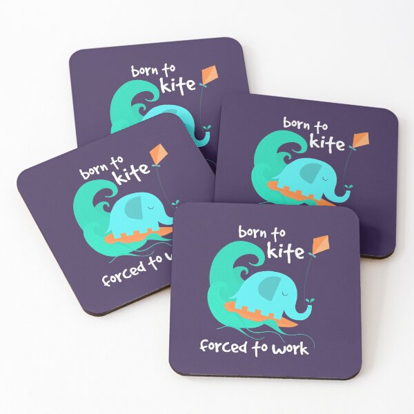 Item preview, Born To Kite Forced To Work Kitesurfing Elephant  designed and sold by Cat N' Doodles.