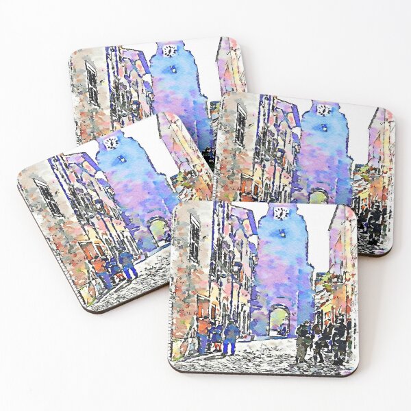 Item preview, Barbarano Romano: people in the street with tower designed and sold by Giuseppe Cocco.