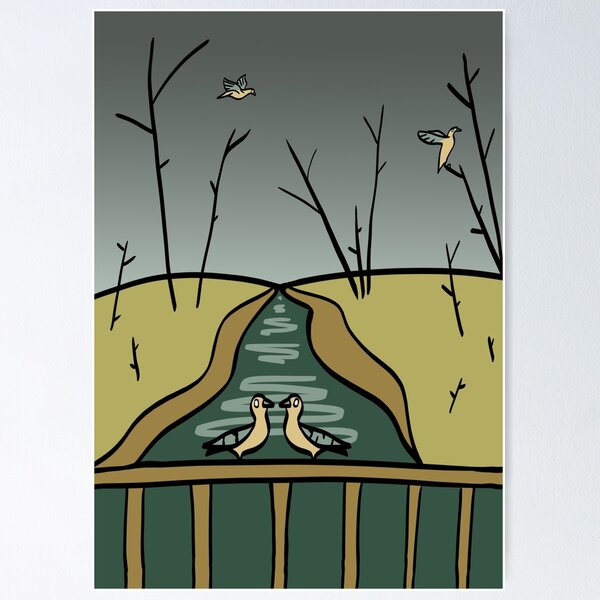 Aperçu de l'œuvre rivière avec fond d & # 39; oiseaux créée et vendue par Gamelof.