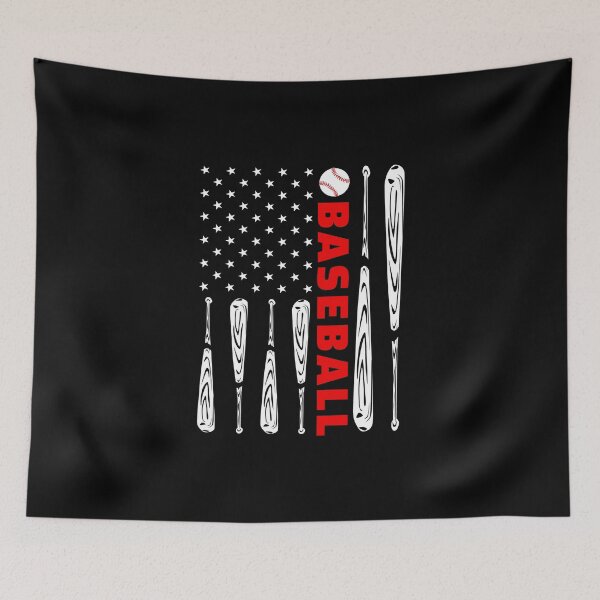 Aperçu de l'œuvre Drapeau de batte de baseball américain patriotique des fans de baseball créée et vendue par ThreadsNouveau.