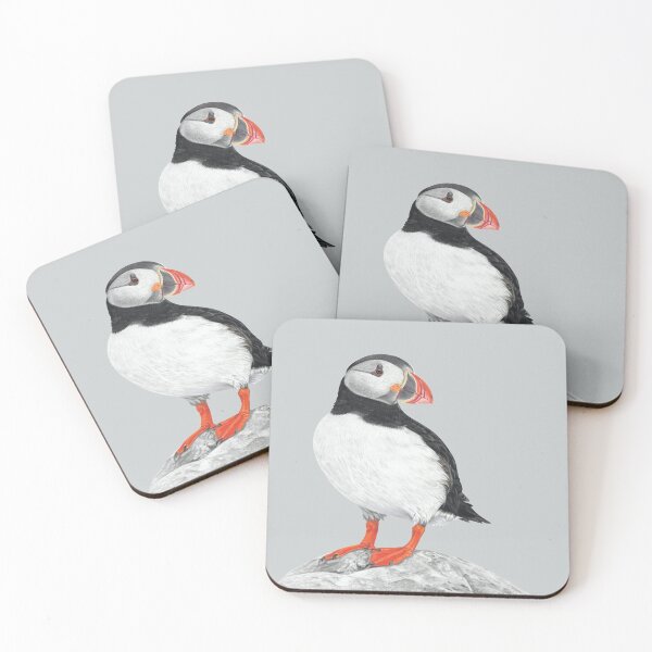 Item preview, Puffin pastel art grey background designed and sold by IslesArt.
