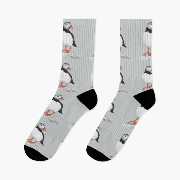 Item preview, Puffin pastel art grey background designed and sold by IslesArt.