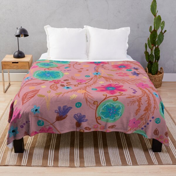 Item preview, Flower garden on pink background designed and sold by korasi.