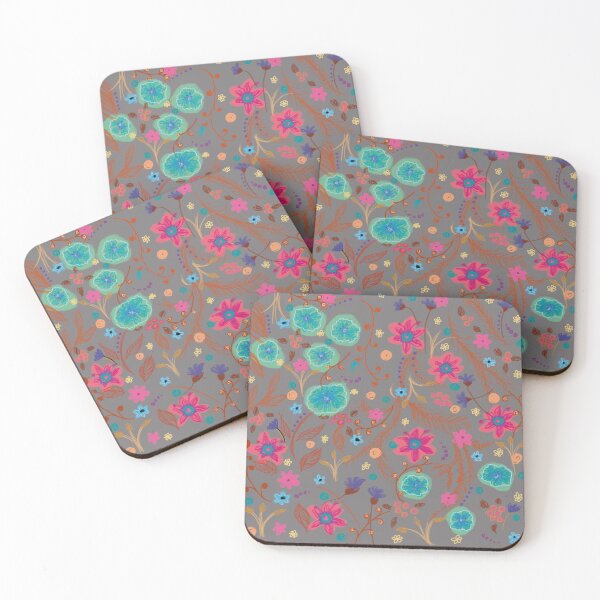 Item preview,  Colourful flower pattern on beige background designed and sold by korasi.