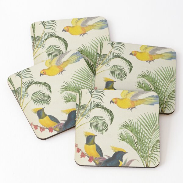 Item preview, Tropical Yellow birds on palms designed and sold by LeAllureVintage.