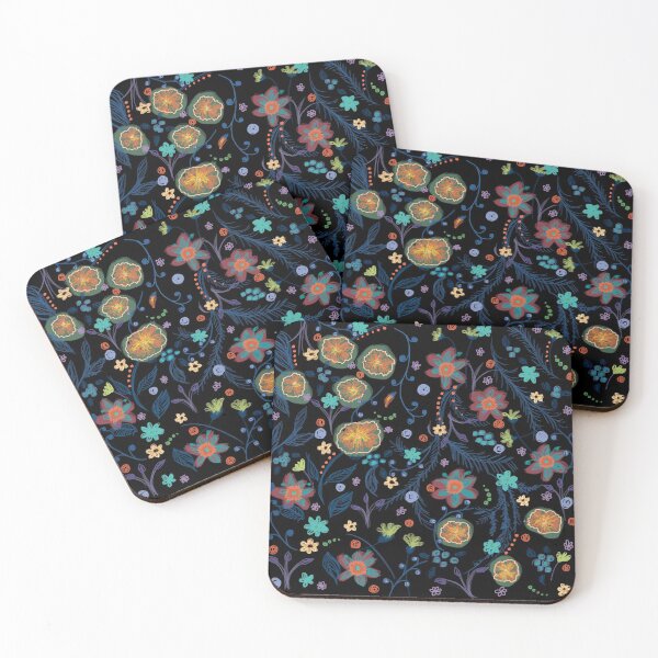 Item preview, Flower garden on black  background designed and sold by korasi.