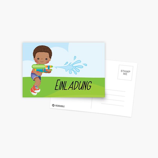 Carte Postale Carte D Invitation D Anniversaire Pour Enfants Bataille D Eau D Ete Par Twinklemelody Redbubble