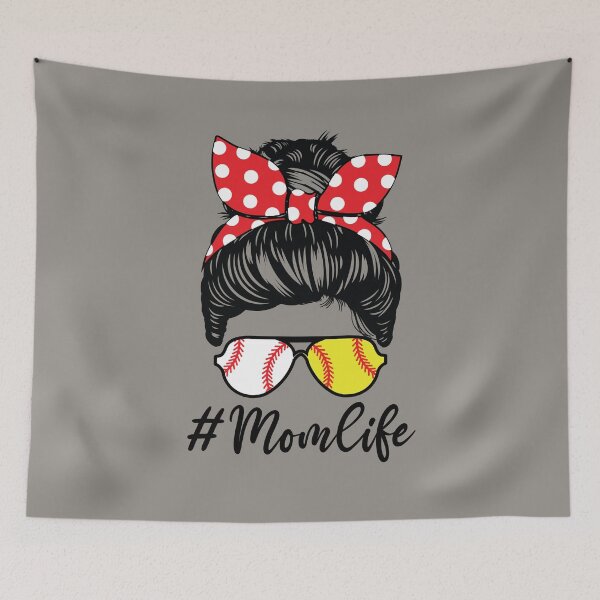 Item preview, Mom Life Softball Baseball Mom Messy Bun Hair Funny Mothers Day  designed and sold by clothesy7.