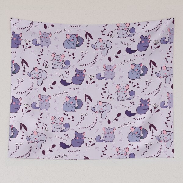 Item preview, Chinchilla- Cute Purple and White Cartoon Animal Pattern designed and sold by TheRainbowRoom.