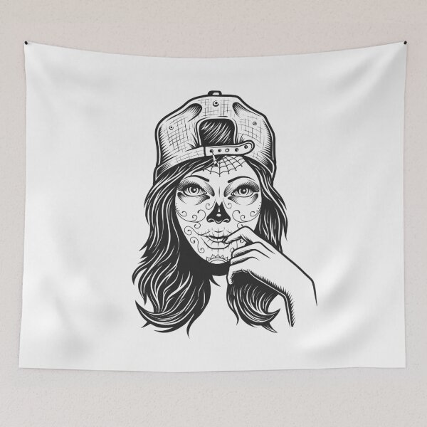 Item preview, B&W carnival girl tattoo designed and sold by Moueddene.