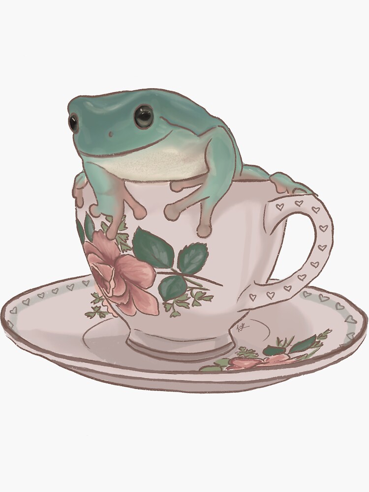 "frog in a teacup" Sticker by laikloo Redbubble