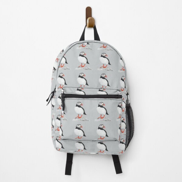 Item preview, Puffin pattern pastel art grey background on grey background designed and sold by IslesArt.