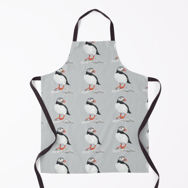 Item preview, Puffin pattern pastel art grey background on grey background designed and sold by IslesArt.