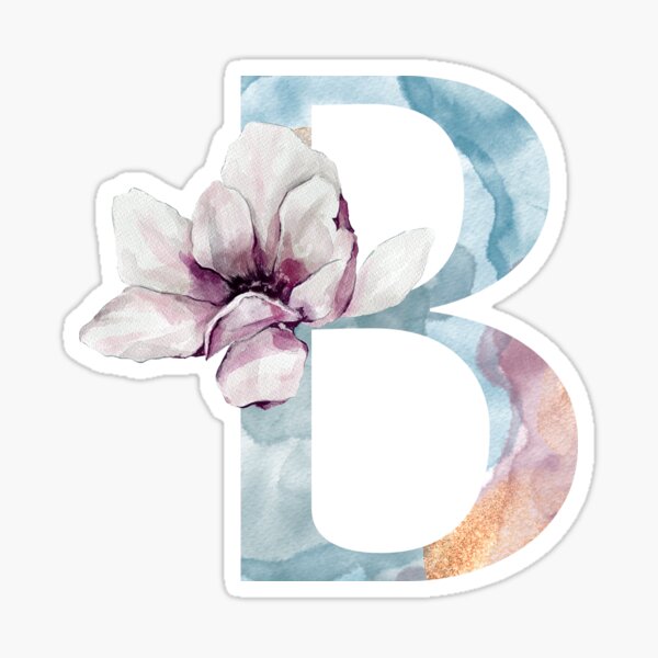 "Letter B Monogram Initial Floral Design" Sticker By TotallyType ...